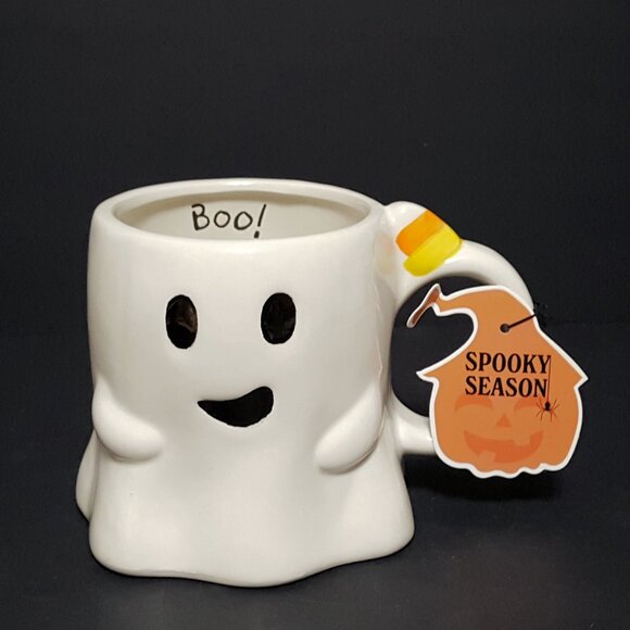 NEW Global Design Ghost Shaped Mug with Candy Corn Boo Halloween - Picture 1 of 7